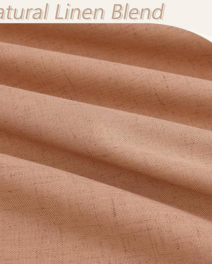 Guken 100% Blackout Curtains 84 Inch Length 2 Panels Set for Living Room Bedroom Back Tab Thermal Insulated Black Out Linen Drapes Room Darkening Peach Quartz,52x84