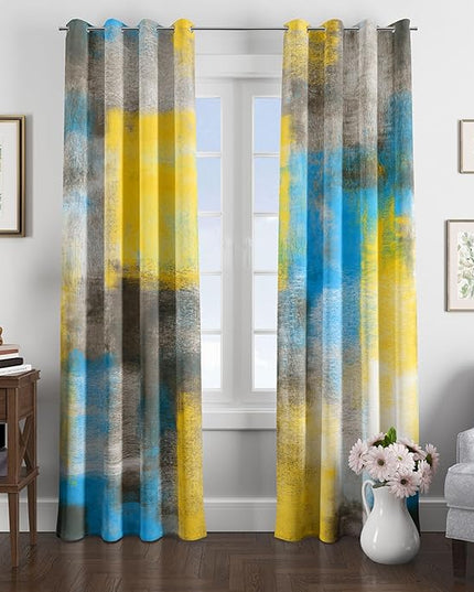 Asuexpect Abstract Curtains 2 Panels Abstract Rust Curtain Room Darkening Grommet Window Treatments Modern Decorative for Bedroom Living Room, 52x96 Inches, Blue Yellow