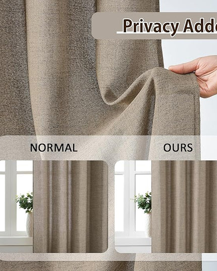 RAIN CITY Pinch Pleated Sheer Curtains 90 Inches Long, Back Tab Hook Drapes for Track System, Bohemian Retro Window Treatments for Bedroom/Living Room 2 Panels Set 42 x 90 Khaki