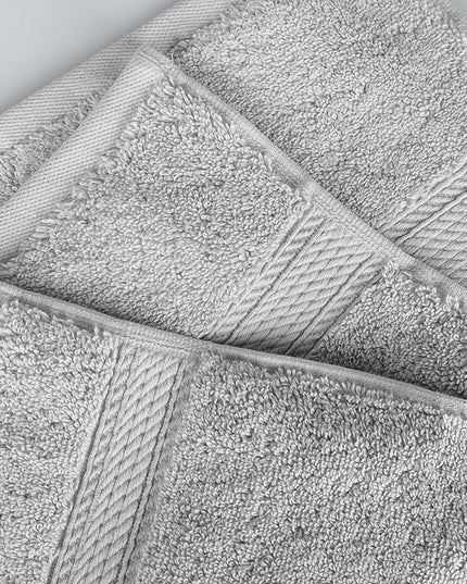 Superior Egyptian Cotton Pile 8 Piece Towel Set, Includes 2 Bath, 2 Hand, 4 Face Towels/Washcloths, Ultra Soft Luxury Towels, Thick Plush Essentials, Guest Bath, Spa, Hotel Bathroom, Silver