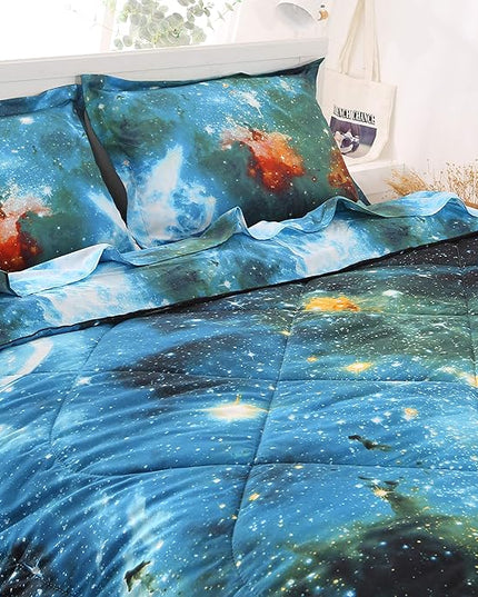 Wowelife Galaxy Bedding Comforter Set Twin with Sheets, 5-Piece Space Bed in A Bag Twin for Boys Girls Kids Bed Set with Comforter, Flat Sheet, Fitted Sheet and 2 Pillowcases