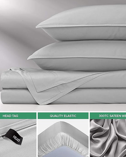 Pure Bamboo California King Sheets, Genuine 100% Organic Viscose Derived from Bamboo Bed Sheet Set, Soft & Cooling, Double Stitching, 2 Year Quality Promise (California King, Silver Pearl)