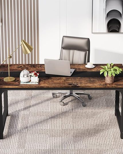 LITTLE TREE 70.8 Inch Large Executive Office Desk, Simple Computer Workstation with 31.5 inch Wide Desktop for Home Office