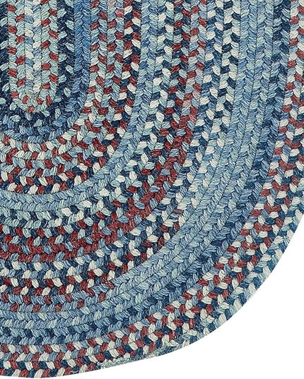 Capel American Heritage Barn Blue 2' 0" X 6' 0" Runner Oval Braided Rug