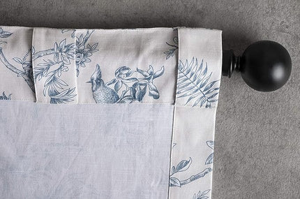 Maison d' Hermine Tailored Curtain 100% Cotton One Panel 50"x108" Curtains, Easy Hanging with a Rod Pocket & Loop for Living Rooms Bedrooms Offices, Jouy Paradis - Blue - Spring/Summer
