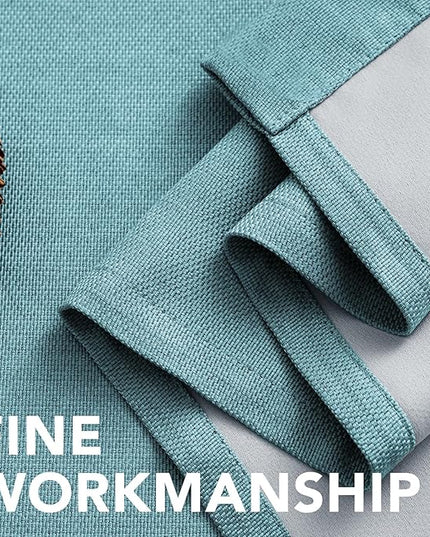H.VERSAILTEX Linen Blackout Curtain 96 Inches Long for Bedroom/Living Room Thermal Insulated Grommet Linen Curtain Drapes Primitive Textured Burlap Effect Window Drapes 1 Panel, Heather Eggshell Blue