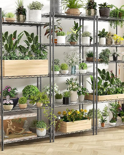 Storage Shelves,21.3" W x 11.8" D x 58.5" H Wire Shelving Unit Loads 550LBS,5-tier Adjustable Metal Utility Shelf,Garage Shelves with Liner and Hooks,Home Storage Rack for Kitchen,Laundry,Pantry