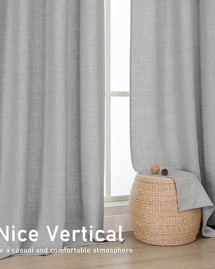Chyhomenyc Light Grey Curtains 84 Inches Long 2 Panels Set, Light Filtering Faux Linen Textured Soft Airy Window Curtains for Living Room Bedroom, Thick Modern Privacy Grommet Drapes, 50Wx84L, 2PCS