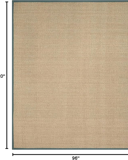 SAFAVIEH Area Rug 8x10 - Natural Fiber Collection - Large - Natural & Light Blue, Seagrass, Basketweave Pattern (NF114M)