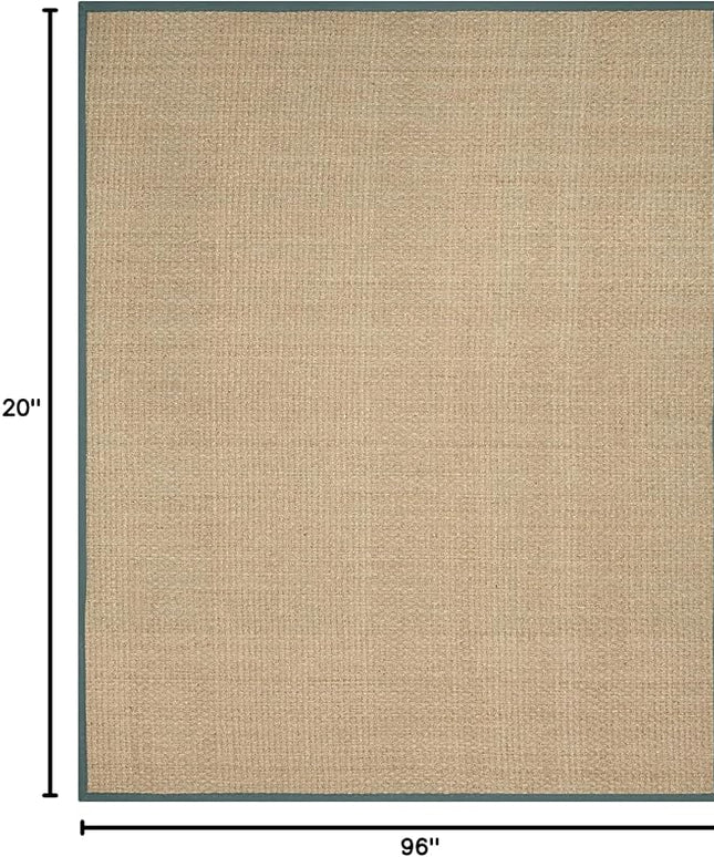 SAFAVIEH Area Rug 8x10 - Natural Fiber Collection - Large - Natural & Light Blue, Seagrass, Basketweave Pattern (NF114M)