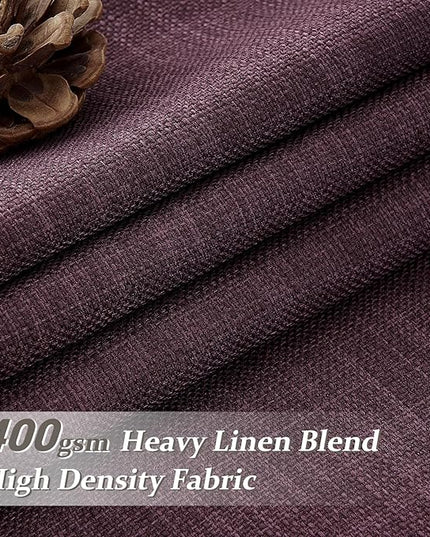 Pinch Pleated Purple Curtains 90 Inches Long 2 Panels Set for Nursery, Blackout Memory Trained Double Layer Thick Linen Blend Sound Dampening Drapes Energy Efficient Country Privacy Viral Windows Burg