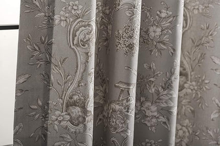 Maison d' Hermine Curtains for Living Room 100% Cotton 96 inch Length One Panel Light Filtering Toile Curtains for Bedroom Windows with Rod and Loop Pockets Drapes (Joli Jouy Beige, 50" W x 96" L)