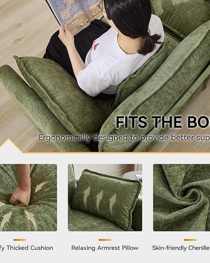 41'' Modern Chenille Oversized Chair, Upholstered Accent Living Room Chair with Extra Thicked Deep Seat, Single Lounge Chair for Bedroom, Small Apartment,Green