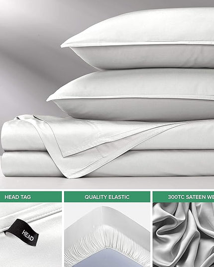 Pure Bamboo Queen Sheets, Genuine 100% Organic Viscose Derived from Bamboo Bed Sheet Set, Luxuriously Soft & Cooling, Double Stitching, 2 Year Quality Promise (Queen, White)