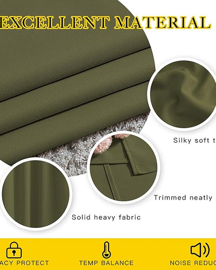 NICETOWN Room Darkening Living Room Curtains 102 inches Long - Grommet Thermal Insulated Window Drapes Room Divider Blinds Sound Reducing for Living Room (W66 x L102, Olive, 2 Pieces)