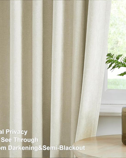 Vision Home Ivory Beige Pinch Pleated Light Filtering Curtains Velvet Chenille Window Curtains 120 inch for Living Room Bedroom Semi-Blackout Pinch Pleat Drapes with Hooks 10ft 36" Wx120Lx2,Pearl