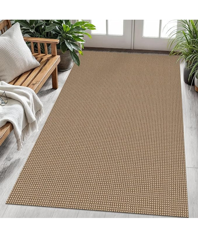 KOZYFLY Washable Area Rug 4x6 ft Non Slip Rubber Backed Living Room Rugs Braided Woven Cotton Kitchen Rugs Indoor Entryway Rug Floor Carpet for Dining Living Room Bedroom, Tan/Orange/Brown