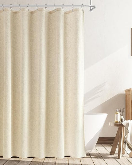 Naturoom Long Shower Curtain, 78 Inch Beige Linen Hotel Luxury Country Boho Farmhouse Shower Curtains for Bathroom Weighted Fabric Hotel Luxury Bath Curtain Set with Hooks, 72x78，Cream Beige