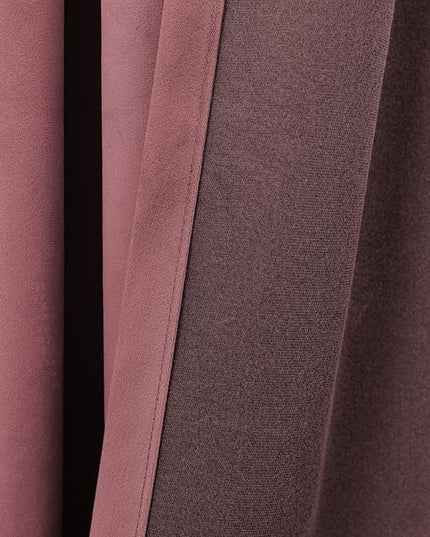 KOUFALL 52x63 Inch Length Dusty Rose Back Tab Velvet Curtains