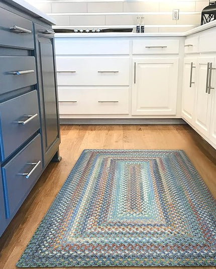 Capel American Heritage Legacy Blue 2' 0" X 9' 0" Runner Concentric Rectangle Braided Rug