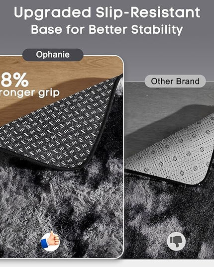 Ophanie Tie-Dyed Black&Grey Area Rugs for Bedroom Living Room, Fluffy Shag Fuzzy Carpet, Plush Shaggy Rug, 4x6 Indoor Carpet for Kids Boys Dorm Home Decor Aesthetic, Nursery