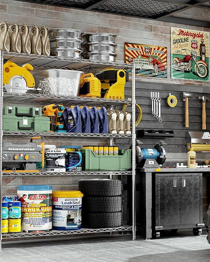 Storage Shelves Heavy Duty, 3 PCS 48" L x 20" W x 72" H Garage Wire Shelving Unit Loads 2000LBS, 5-Tier Adjustable Metal Industrial Utility Shelf Rack for Kitchen, Laundry Room, Warehouse, Basement