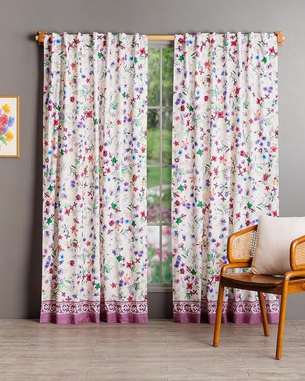 Maison d'Hermine Curtains for Living Room 100% Cotton 96 inch Length Two Panels Window Toile Curtains for Bedroom with Loop & Rod Pockets, Gifts for Mothers Day (Chardon, 50" W x 96" L)