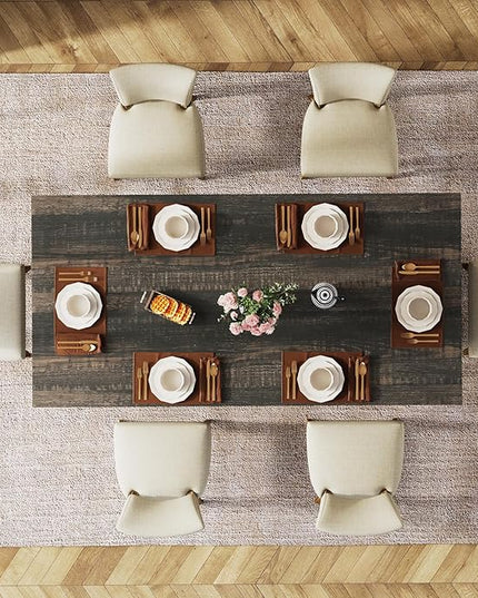 Tribesigns 63-inch Dining Table for 4-6, Farmhouse Kitchen Table with Large Tabletop, Rectangular Dinner Eating Table for Dining Room, Living Room, Kitchen, Dark Gray