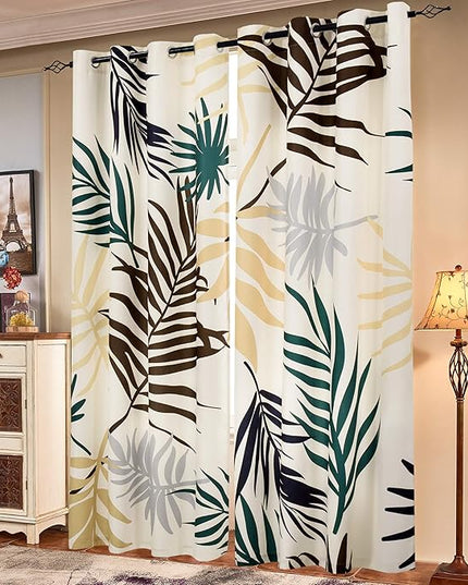 SUBRTEX Light Flitering Curtains 52Wx84L, Room Darkening Vibrant Floral Drapes, 50% Blackout, Semi Sheer Boho Farmhouse Curtains for Living Room, Yellow