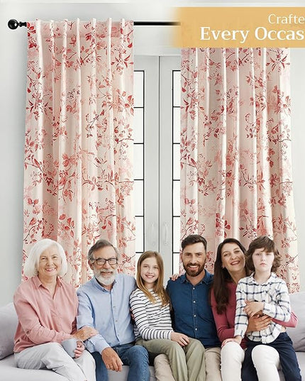 Maison d' Hermine Curtains for Living Room 100% Cotton 96 inch Length Two Panels Light Filtering Curtains for Bedroom Windows with Rod and Loop Pockets Drapes (Equinoxe Terracotta, 50" W x 96" L)