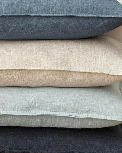 Foindtower Pack of 2, Decorative Linen Soild Throw Pillow Covers Soft Accent Lumbar Cushion Case Farmhouse Pillowcase for Chair Couch Sofa Bedroom Living Room Home Decor 12 x 20 Inch Misty Blue