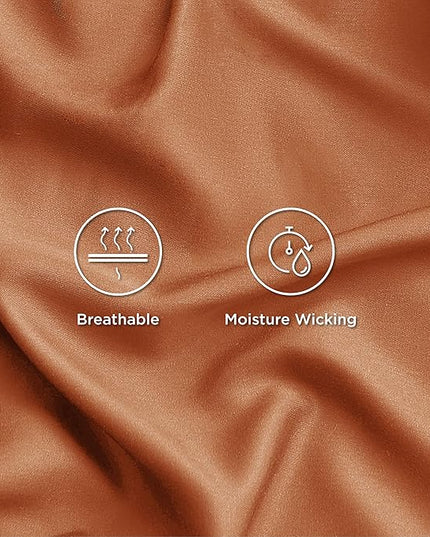 Bedsure Cooling Sheets Twin XL, Rayon Derived from Bamboo, Breathable & Soft Twin XL Sheet Sets, Deep Pocket Up to 16 Inches, Hotel Luxury Silky Dorm Bedding for Hot Sleepers, Burnt Orange