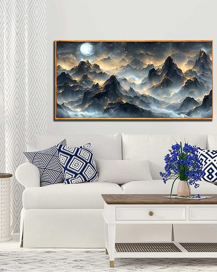 Large Wall Art Landscape Wall Paintings for Living Room Mountain Artwork Black Art 29"x 59" Nature Wall Decor Bird Posters for Home Office
