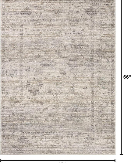 Loloi Magnolia Home by Joanna Gaines Millie Collection MIE-01 Silver/Dove 3'-6" x 5'-6", .25" Pile Height, Accent Rug