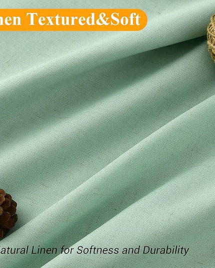 Naturoom Aqua Green 54 Inch Shower Curtain - Stall Narrow Half Linen Ultra Thick Fabric Shower Curtain Set with Hooks, Boho Farmhouse Rustic RV Camper Bath Curtains for Bathroom, 54x78