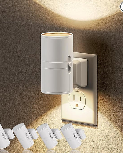 JandCase Night Lights Plug into Wall, Dimmable Night Light Plug in, Modern Night Light Dusk to Dawn Light Sensor, Warm White 3000K, 0-100LM Adjustable Brightness Nightlight for Hallway Bedroom, 4 Pack