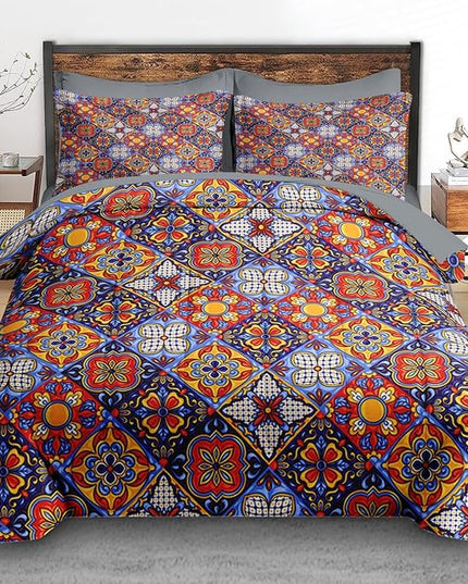 Comforter Set King Size, Mexican Talavera Ceramic 7 Pcs Bedding for Kids and Adults, Italian Spanish Bed Sheet Sets with Fitted Sheet 2 Pillowcases & 2 Shams for Bedroom Bed Decor