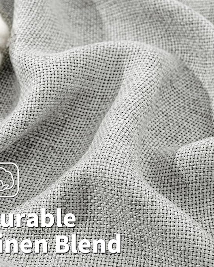 BGment Light Grey Linen Curtains 95 Inch Long for Living Room - Burlap Textured Light Filtering Window Treatments Grommet Sheer Drapes for Farmhouse, 2 Panels, 52 X 95 Inch