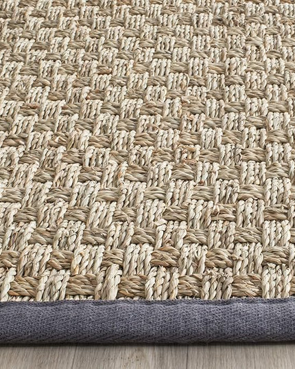 SAFAVIEH Natural Fiber Collection Runner Rug - 2'6" x 8', Natural & Dark Grey, Seagrass, Basketweave Pattern with Border (NF114Q)