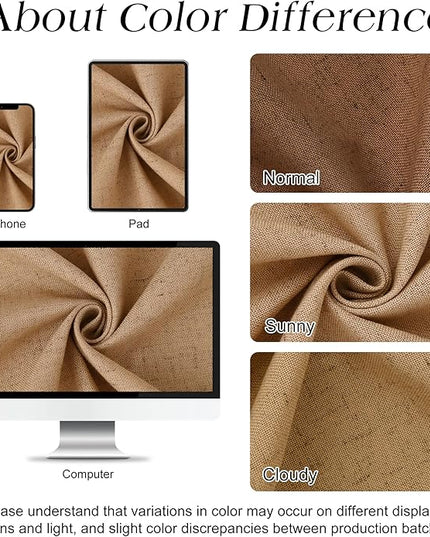 Naturoom Camel 60 Inch Shower Curtain - Stall Narrow Half Linen Ultra Thick Fabric Shower Curtain Set with Hooks, Boho Farmhouse Rustic RV Camper Bath Curtains for Bathroom, 60x72