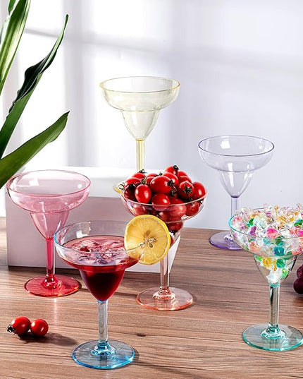 KOXIN-KARLU Classic 12 ounce Plastic Margarita Glasses Acrylic Glasses, set of 6 Multicolor