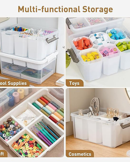 Citylife 17 QT Plastic Storage Bins Clear Storage Box with Lids Multipurpose Stackable Storage Containers for Organizing Tool, Craft, Crayon, 4 Packs