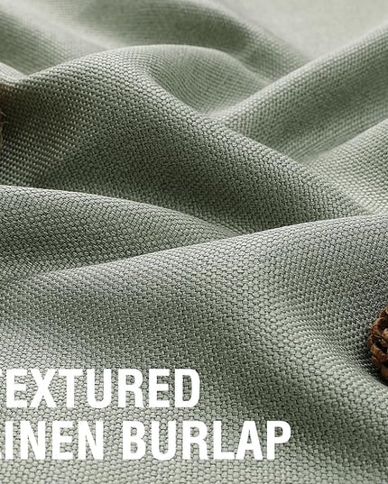 H.VERSAILTEX 95% Blackout Linen Curtains 96 Inches Long for Bedroom/Living Room Thermal Insulated Grommet Curtain Drapes Primitive Textured Burlap Effect Window Drapes 1 Panel - Heather Sage/Black