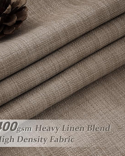 Textured Linen Blackout Curtains 90 Inches Long for Dining Room, Pleat Dark Flax Thermal Insulated Window Drapes Room Darkening Floor Length 90 Inch Curtain 2 Panel Set with Metal Rings