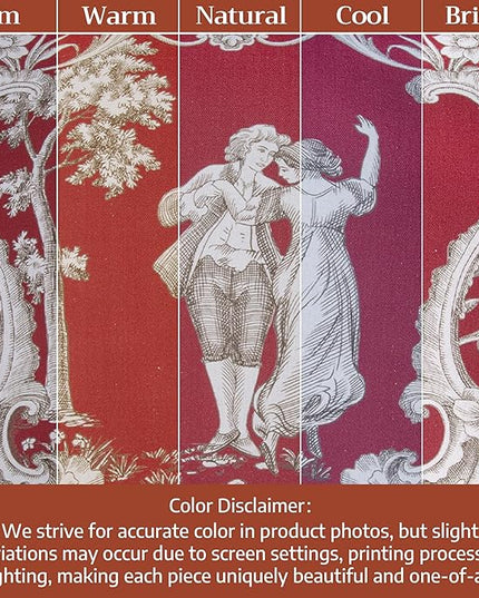 Maison d' Hermine Curtains for Living Room 100% Cotton 96 inch Length One Panel Light Filtering Toile Curtains for Bedroom Windows with Rod and Loop Pockets Drapes (Joli Jouy Red, 50" W x 96" L)