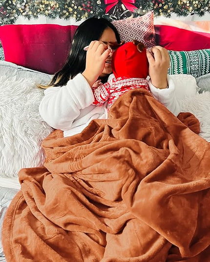 Bedsure GentleSoft Fleece Throw XL Blanket Burnt Orange - 300GSM Soft Lightweight Plush Cozy Blankets for Bed, Sofa, Couch, Travel, Camping, 50x70 inches