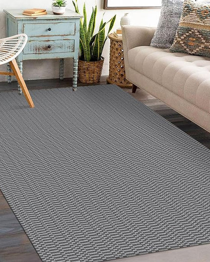 KOZYFLY Washable Entryway Rug 3x5 Ft Area Rugs Cotton Rubber Backed Throw Rugs Indoor Door Mat Kitchen Rugs Braided Floor Carpet for Front Entrance Kitchen Living Room, Grey/Charcoal Grey