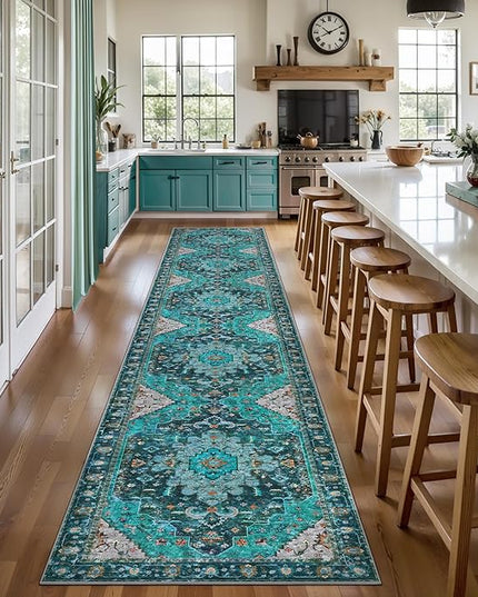 Ciicool 2x12ft Long Hallway Rug, Washable Runner Rug Non Slip Thin Low Pile Soft Indoor Floor Long Carpet Hallways for Bathroom Kitchen Living Room Bedside