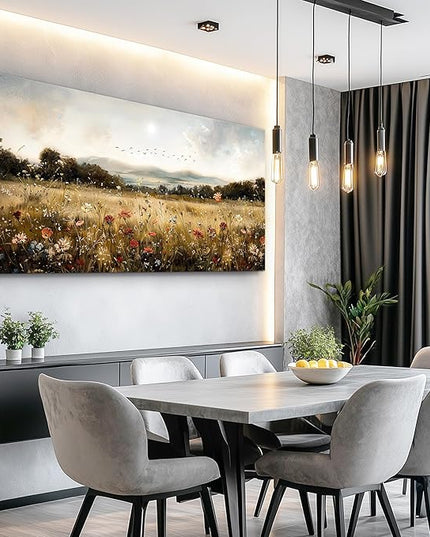 KELIYUAN Large Wall Canvas Picture Aesthetics Vintage Lawn Painting With Printed Wall Art For Restaurant Classical Landscape Wall Decor For Office Living Room Bedroom Home Decoration 30 X 60 Inches