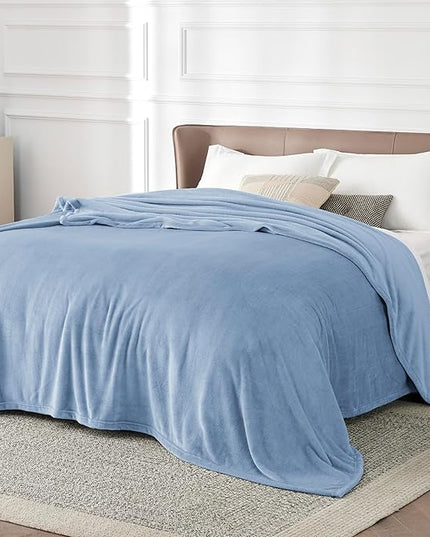 Bedsure GentleSoft Fleece Bed Blankets Queen Size Light Blue - Soft Lightweight Plush Fuzzy Cozy Luxury Blanket Microfiber, 90x90 inches